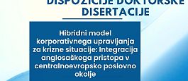 Javna predstavitev dispozicije doktorske disertacije
