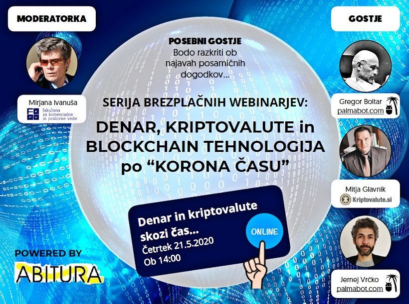 Denar, kriptovalute in blockchain tehnologija po »korona času« – serija brezplačnih webinarjev