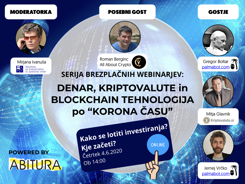 Denar, kriptovalute in blockchain tehnologija po »korona času« – serija brezplačnih webinarjev