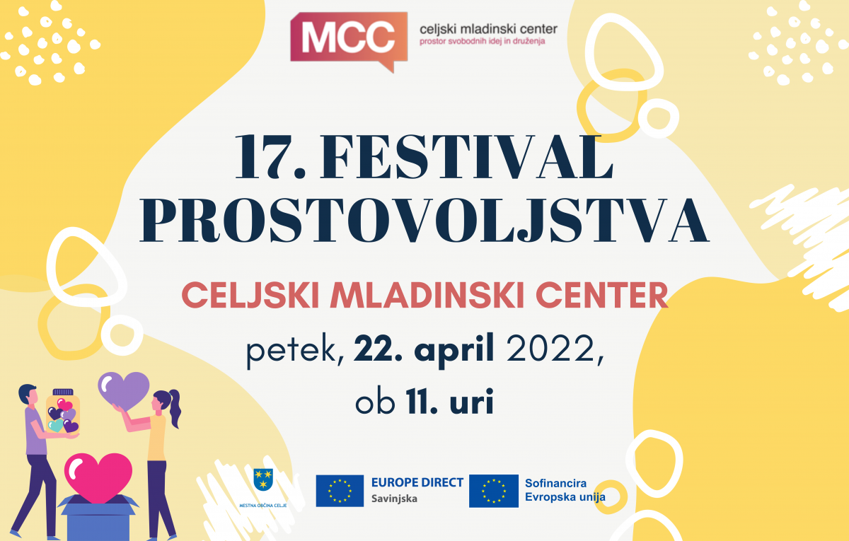 Vabljeni na Festival prostovoljstva – petek, 22. aprila 2022, ob 11. uri, v prostorih Celjskega mladinskega centra