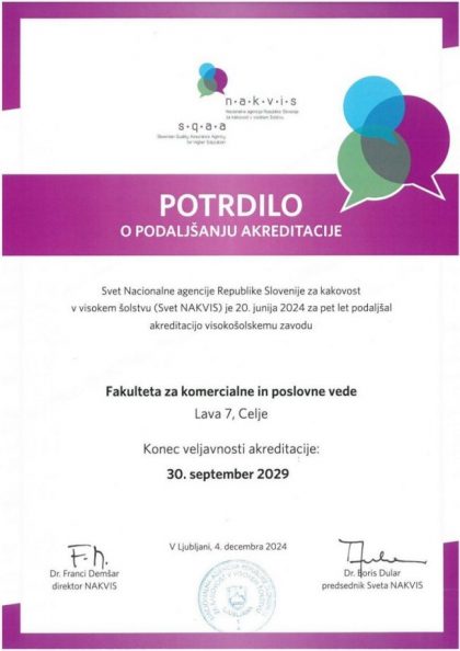 FKPV prejela potrdilo o podaljšanju akreditacije zavoda